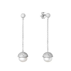 Cercei argint lungi cu lantisor si perle naturale DiAmanti SK19227E_W-G (Argint 925‰ 4,4 g.)